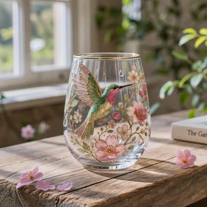 Hummingbird Floral Drinking Glass Set