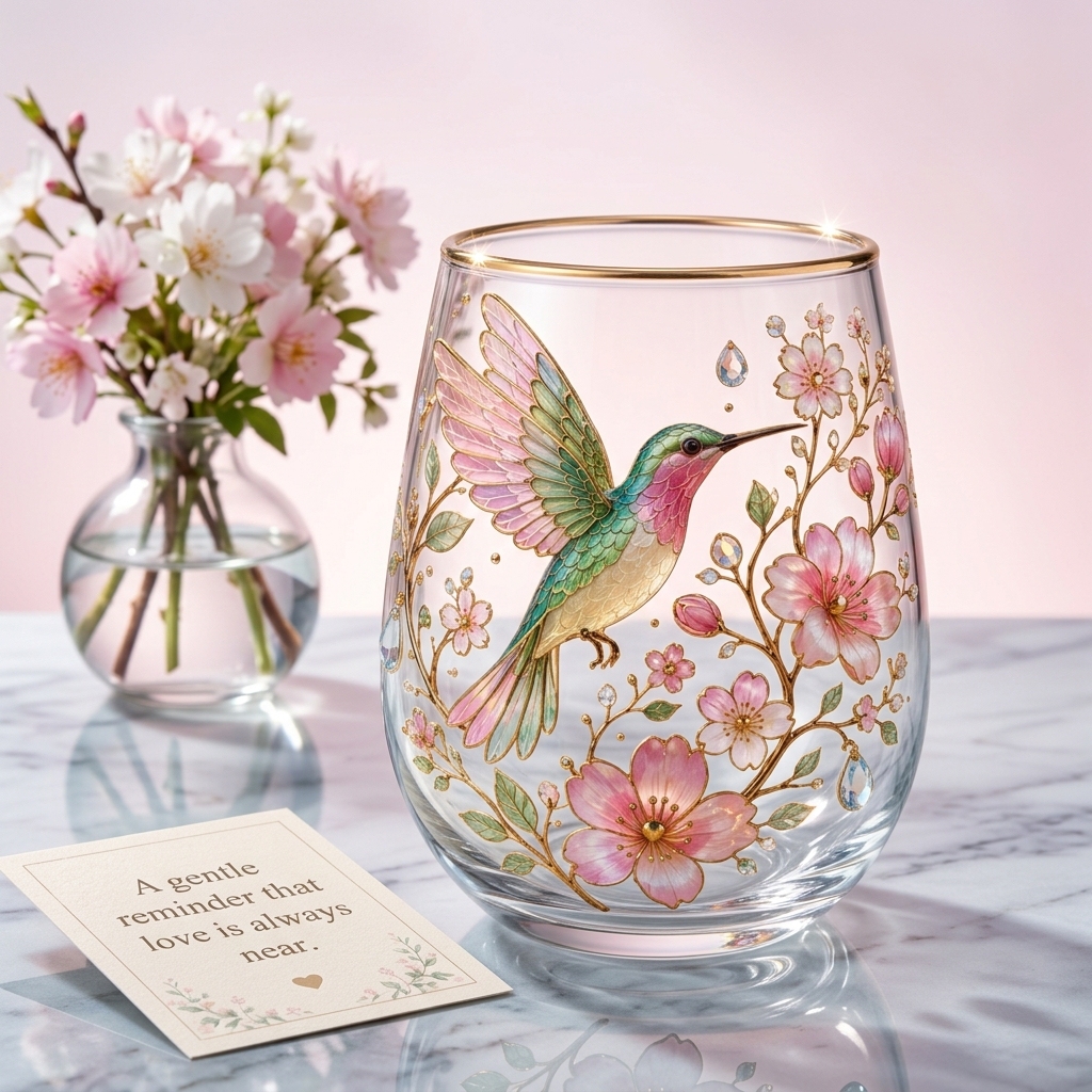 Hummingbird Floral Drinking Glass Set