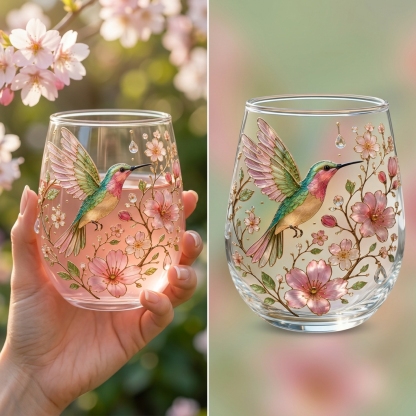 Hummingbird Floral Drinking Glass Set