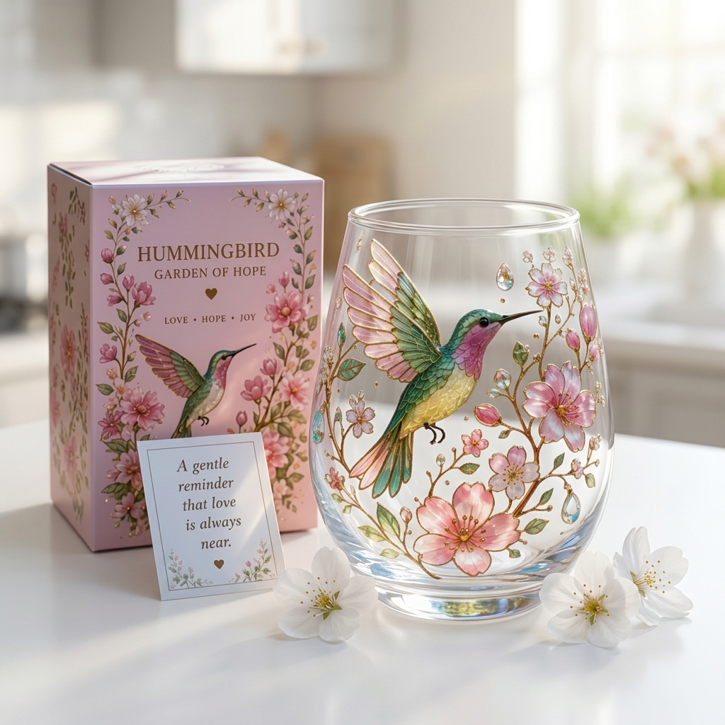 Hummingbird Floral Drinking Glass Set