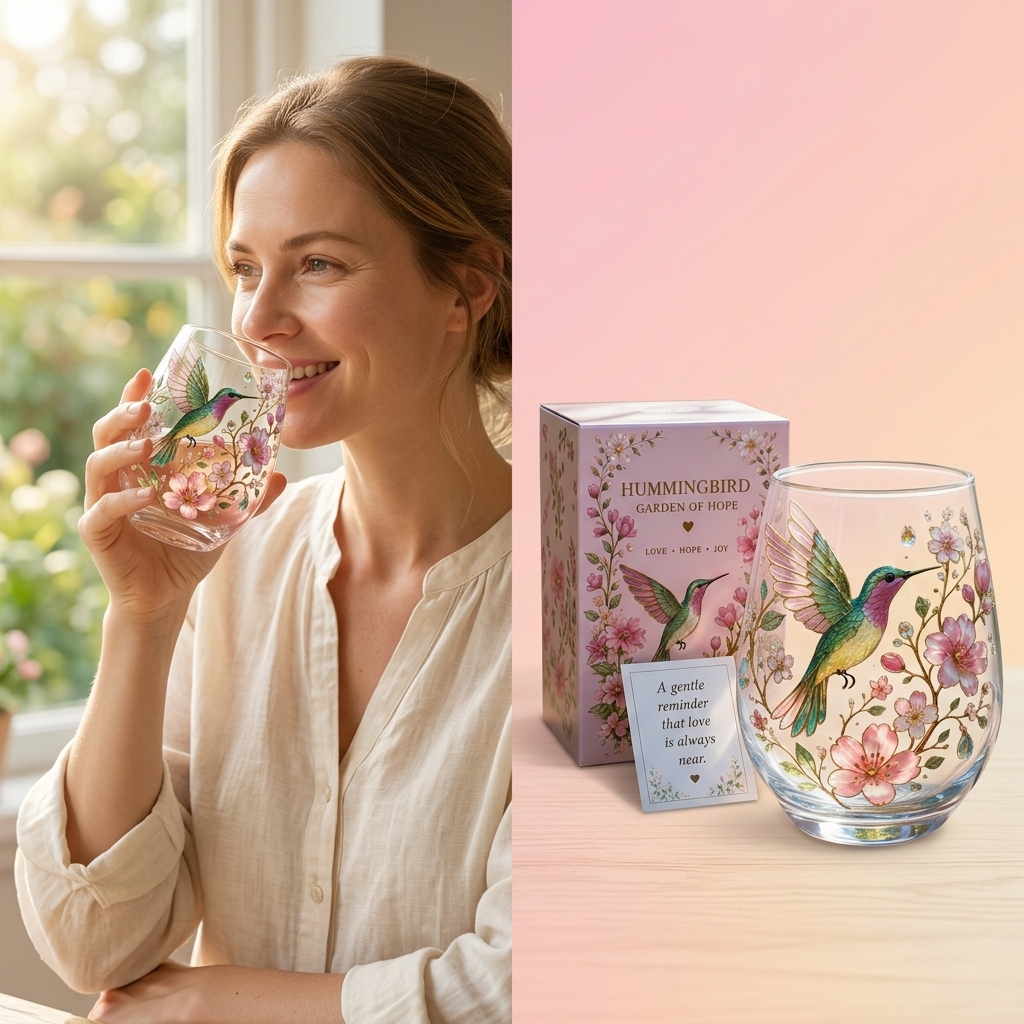 Hummingbird Floral Drinking Glass Set