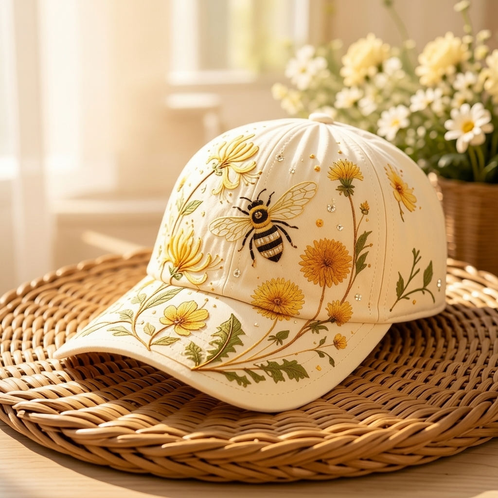 Nature-Inspired Floral & Wildlife Adjustable Baseball Cap