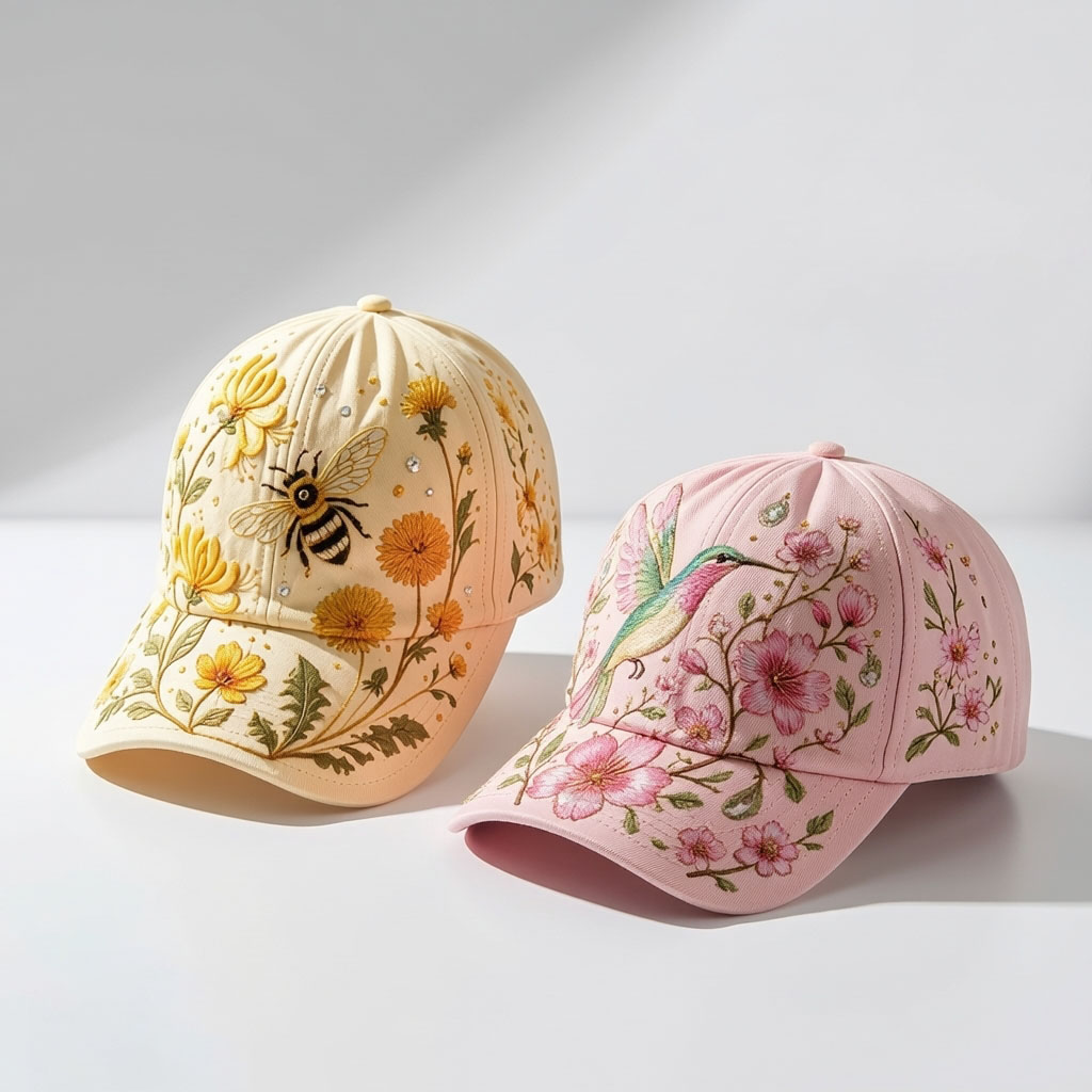 Nature-Inspired Floral & Wildlife Adjustable Baseball Cap