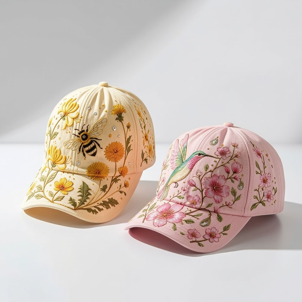 Nature-Inspired Floral & Wildlife Adjustable Baseball Cap