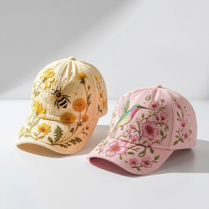 Nature-Inspired Floral & Wildlife Adjustable Baseball Cap