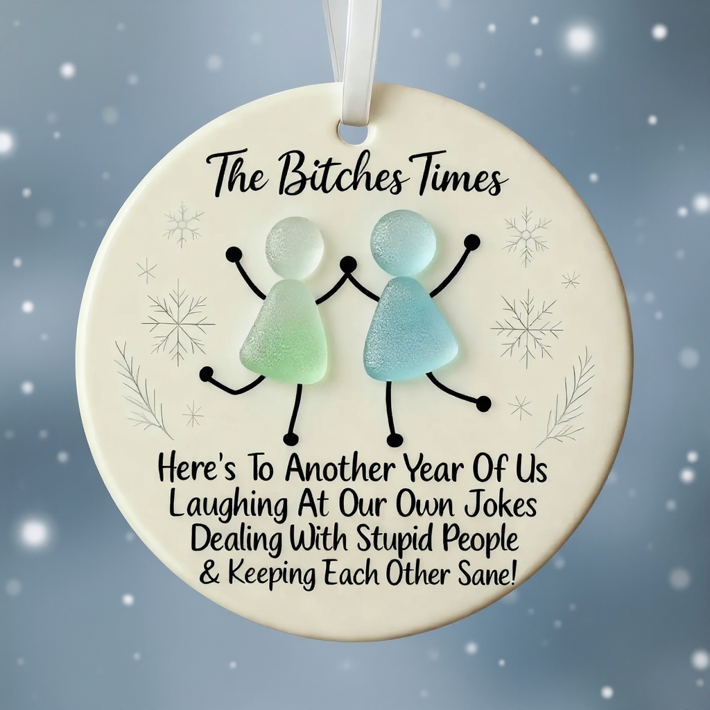 Funny Friendship Sea Glass Keepsake Ornament