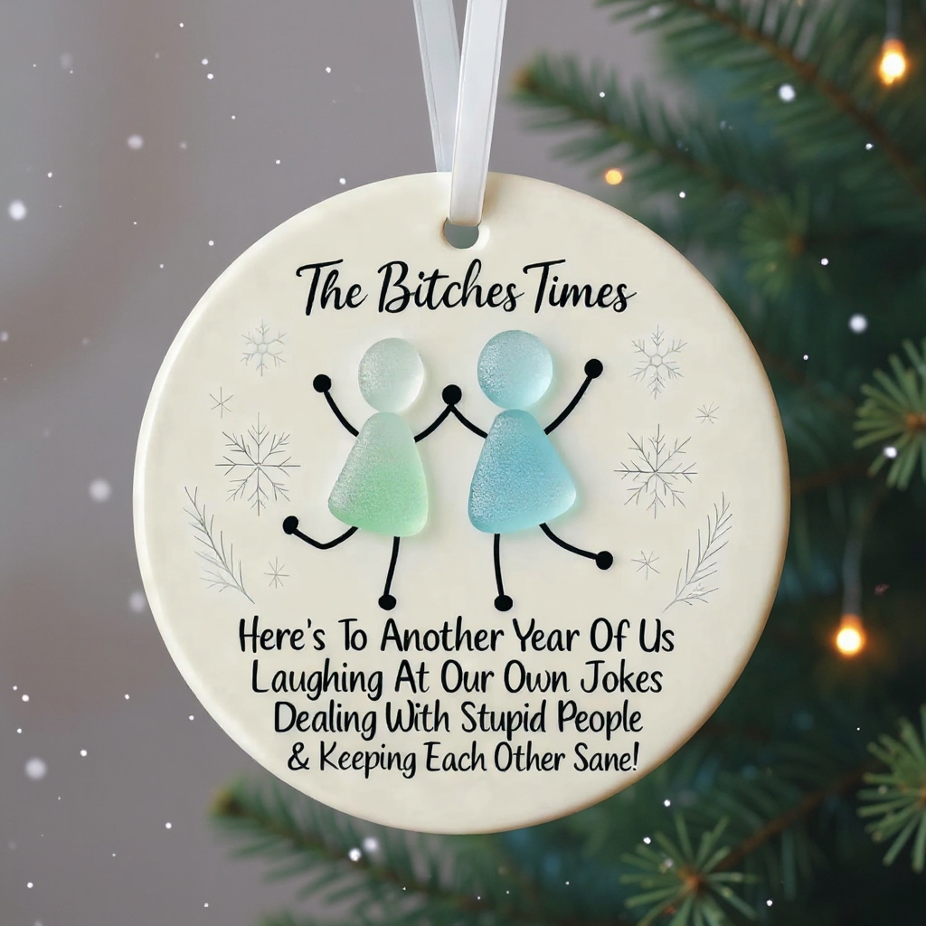 Funny Friendship Sea Glass Keepsake Ornament