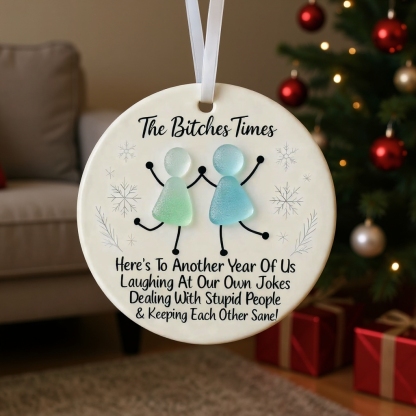 Funny Friendship Sea Glass Keepsake Ornament