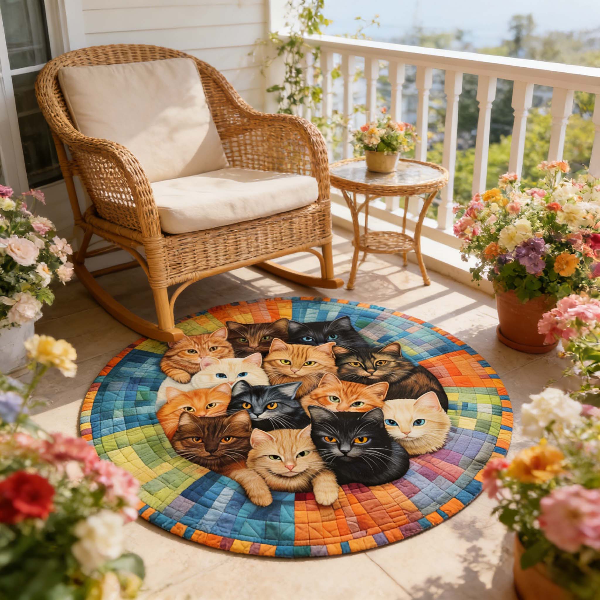 Whirling Cats Round Dream Rug - H558