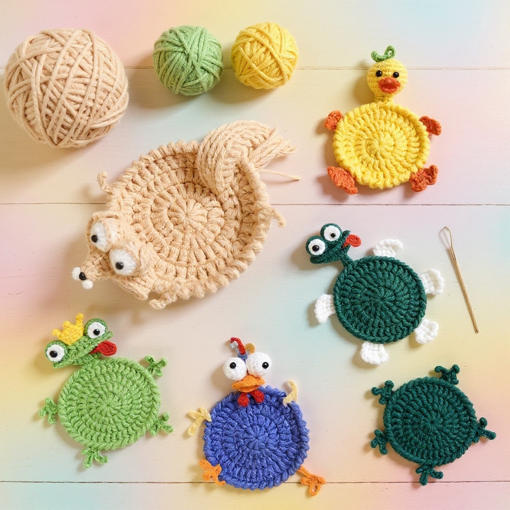 Handmade Crochet Animal Coasters