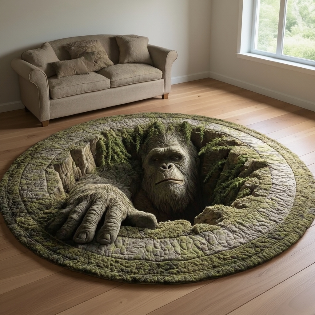 Bigfoot Underground Hole Round Rug - H708