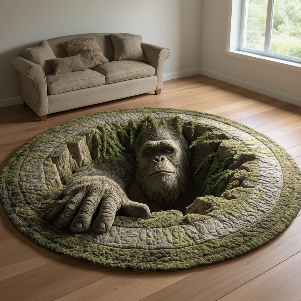 Bigfoot Underground Hole Round Rug - H708