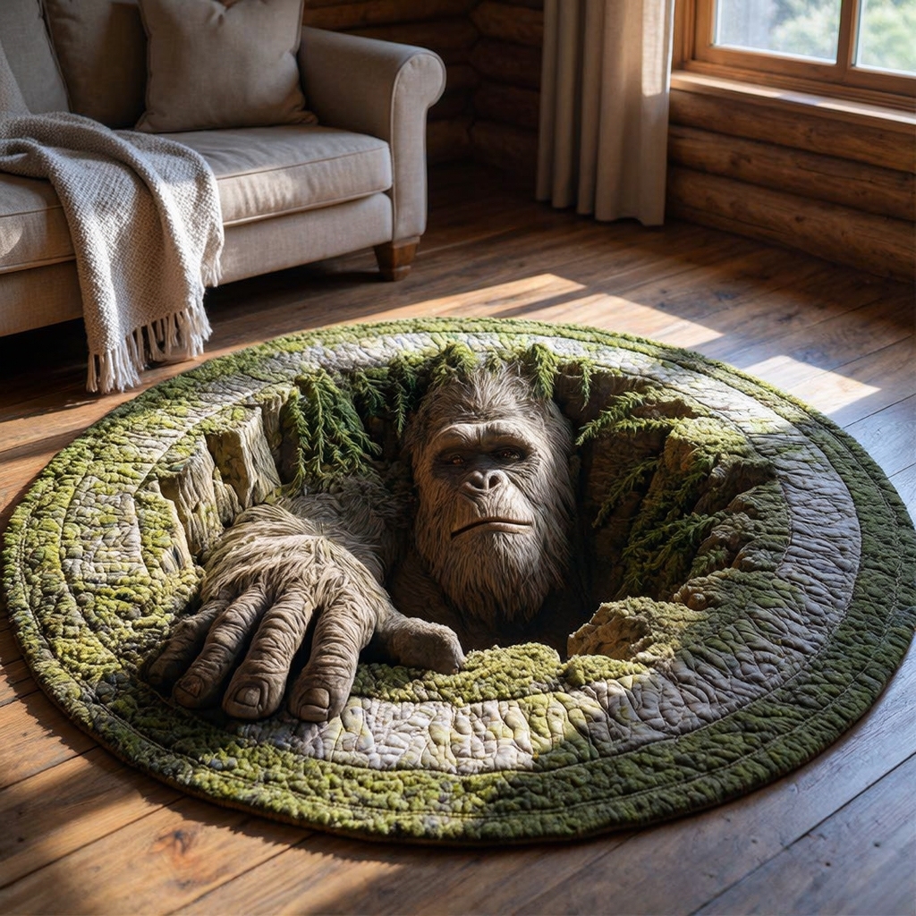 Bigfoot Underground Hole Round Rug - H708