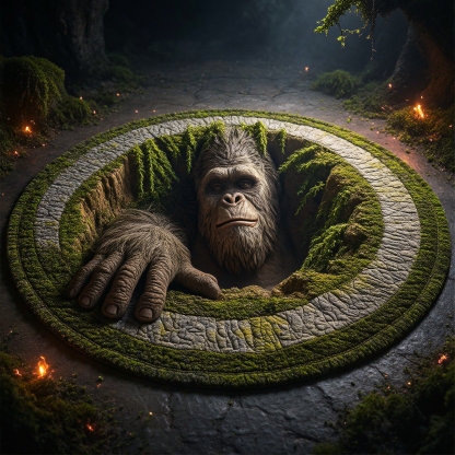 Bigfoot Underground Hole Round Rug - H708