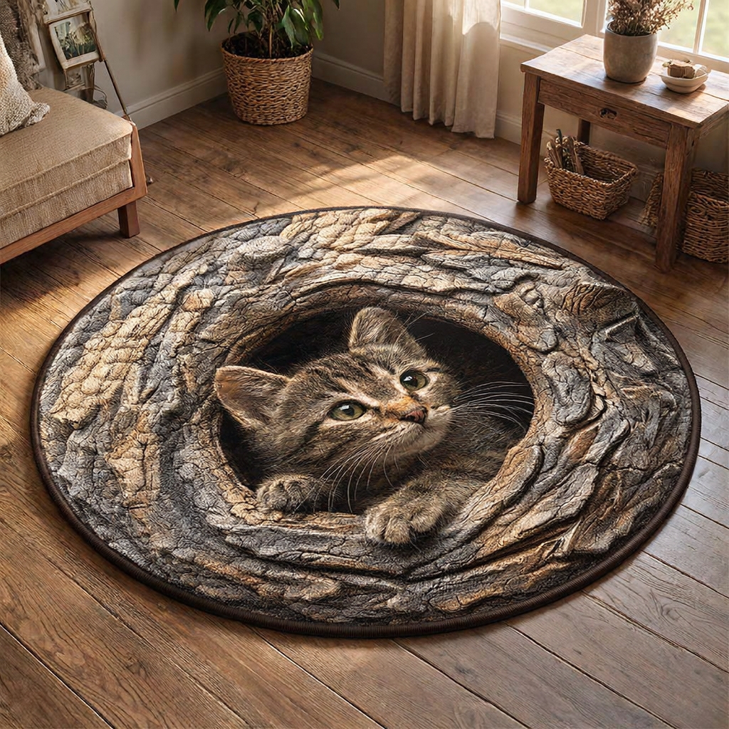 Cat In The Hollow Round Rug - HR008