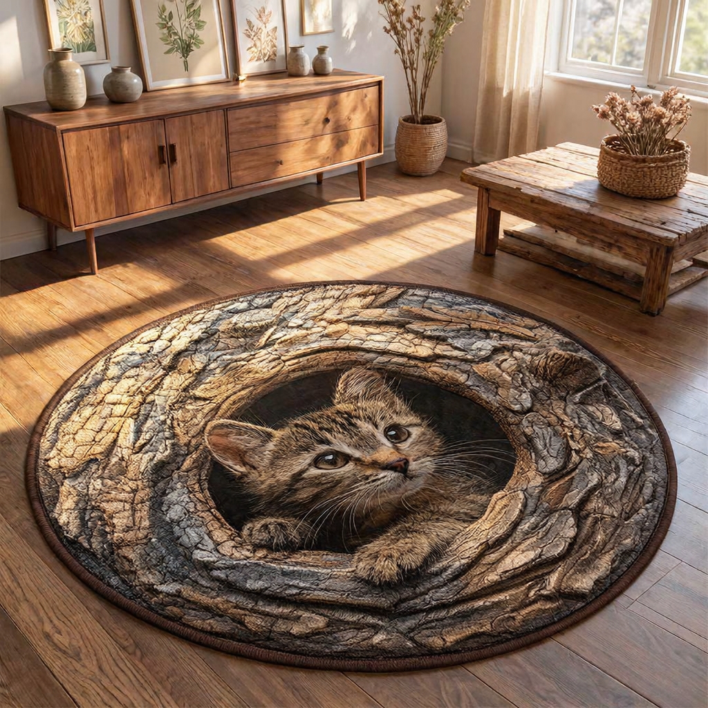 Cat In The Hollow Round Rug - HR008