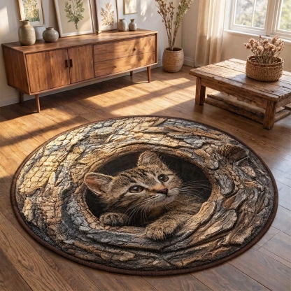 Cat In The Hollow Round Rug - HR008