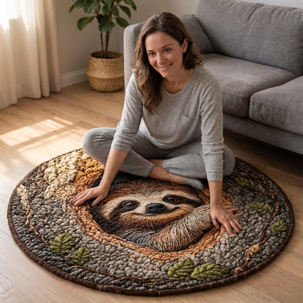 Sloth In The Hollow Round Rug - HR004