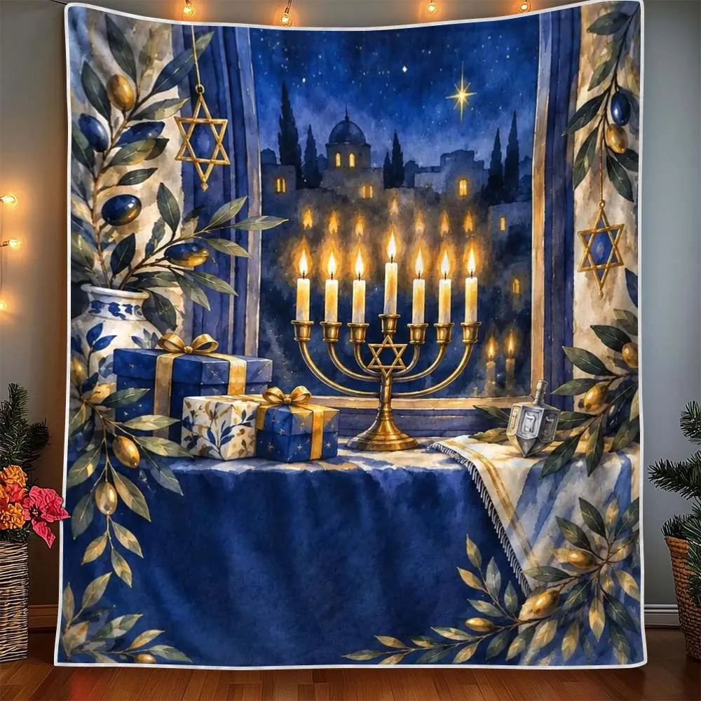 Hanukkah Menorah Blanket - Premium Blanket