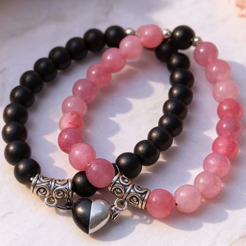 Magnetic Heart Matching Crystal Bead Bracelets