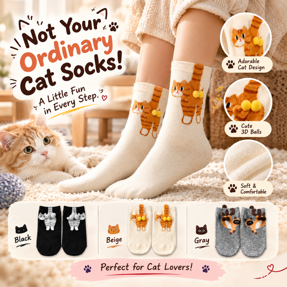 Cute Cat Socks with Balls