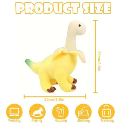 Size reference for the banana brontosaurus plush toy