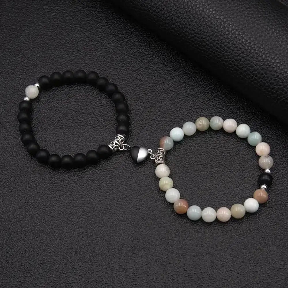 Magnetic Heart Matching Crystal Bead Bracelets