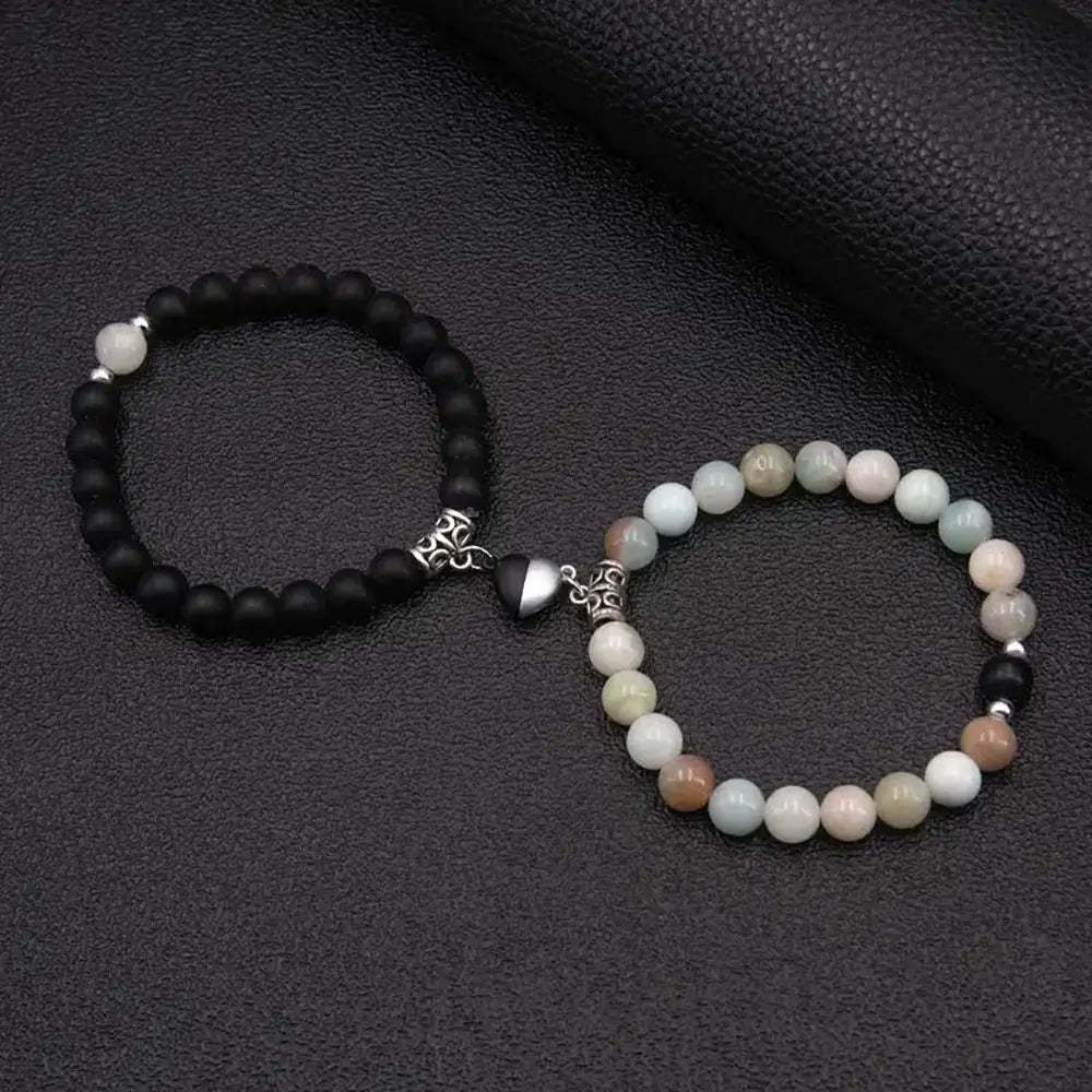 Magnetic Heart Matching Crystal Bead Bracelets