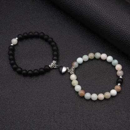 Magnetic Heart Matching Crystal Bead Bracelets