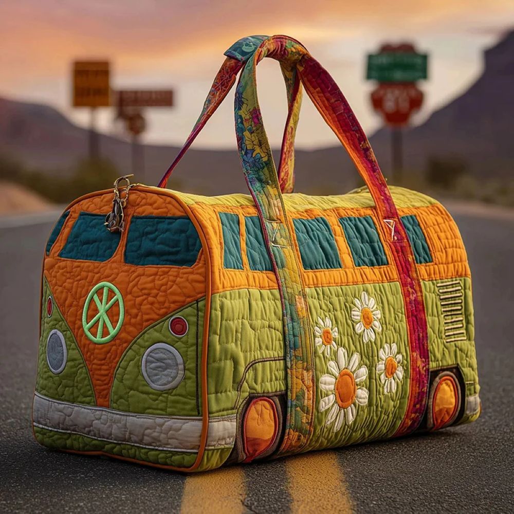 The Viral Quilted Boho Bag – Colorful Retro Travel Duffle Bag