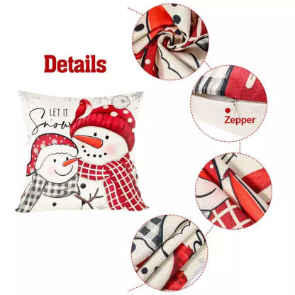 Close-up of the fabric on a Christmas decorative pillow cover