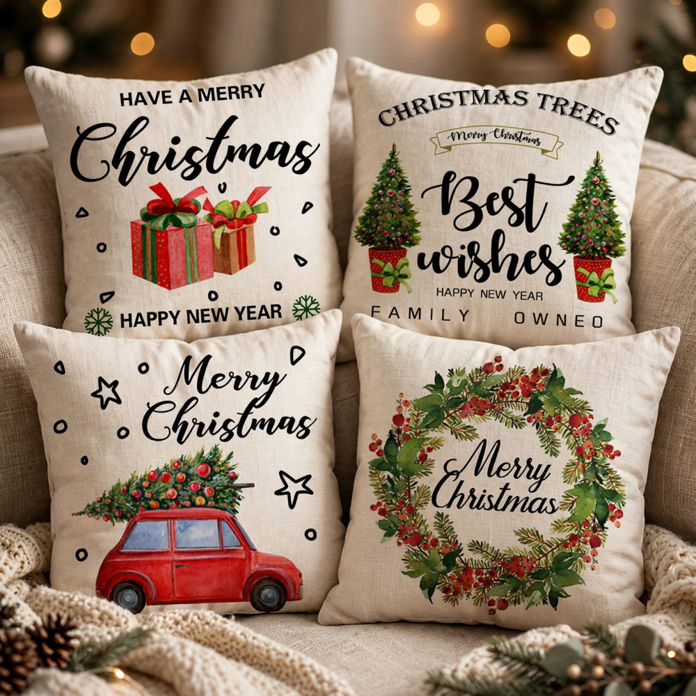 4-Piece Christmas Pillow Cover Set - PC030