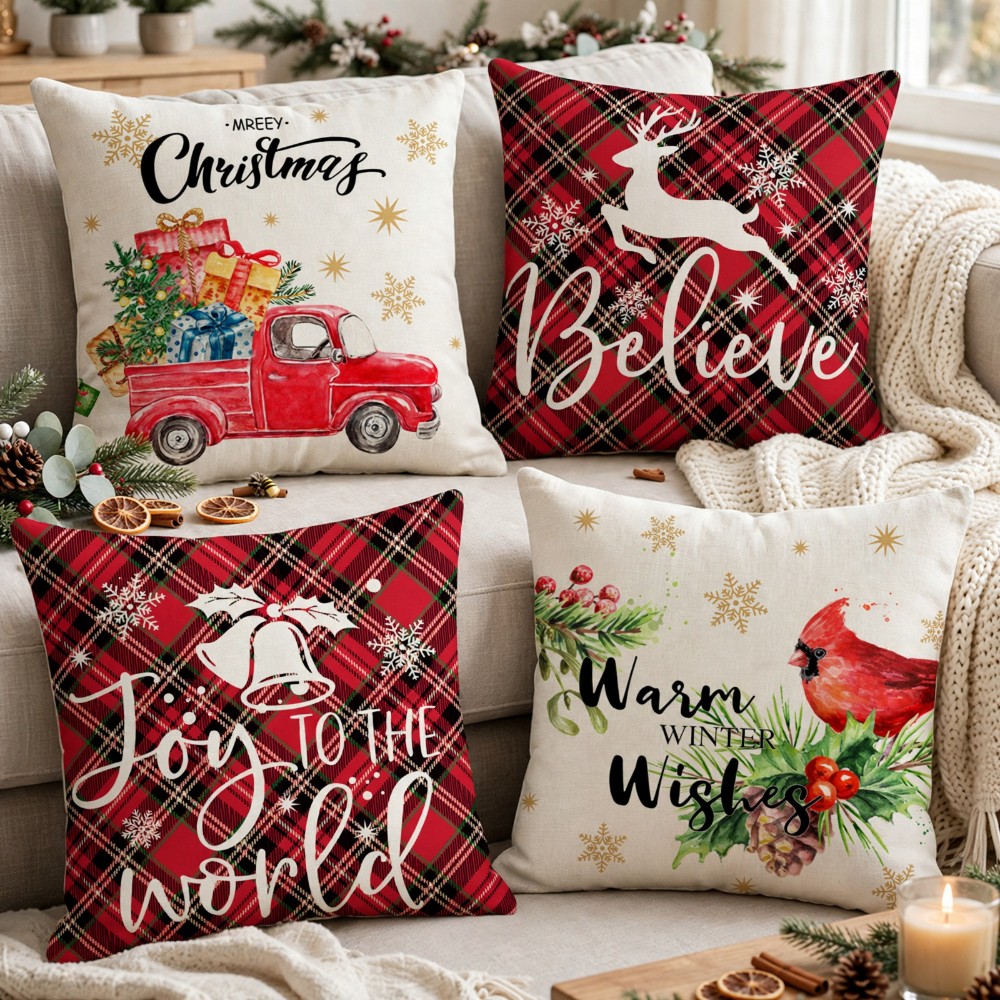 4-Piece Christmas Pillow Cover Set - PC031