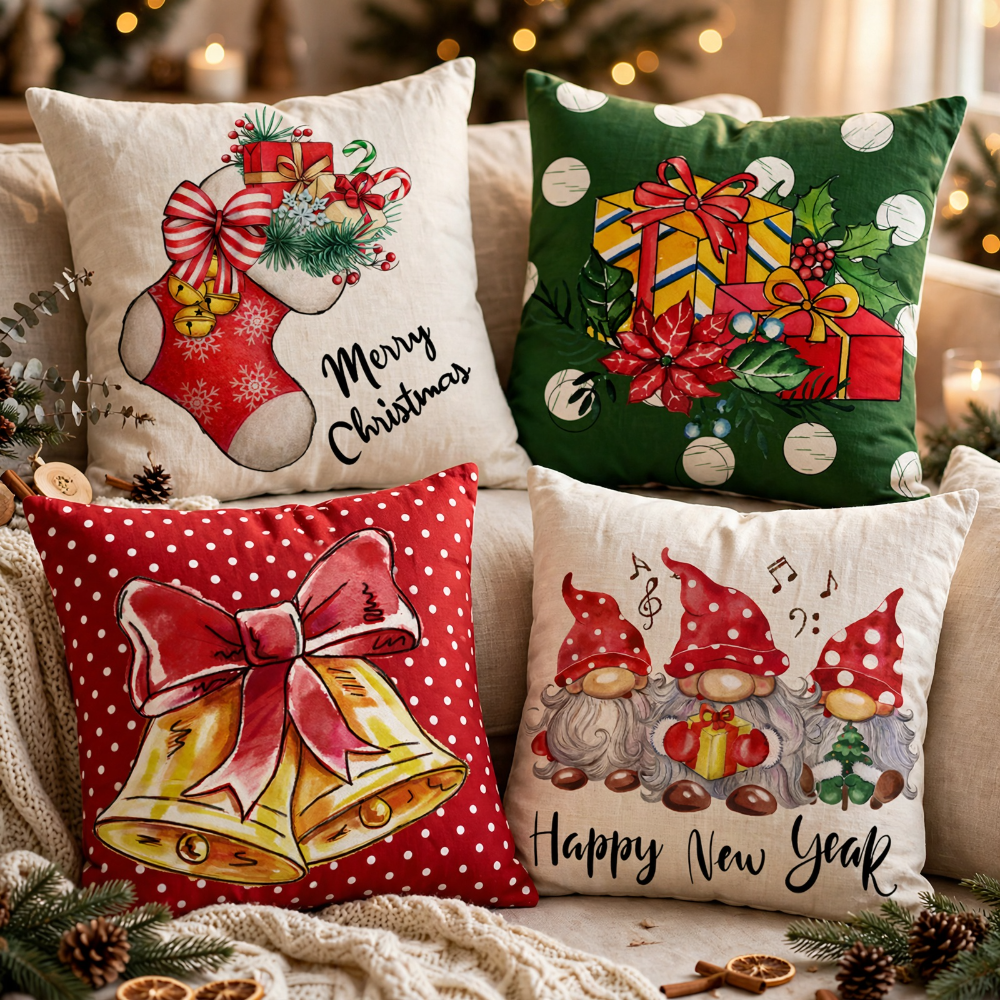 4-Piece Christmas Pillow Cover Set - PC032