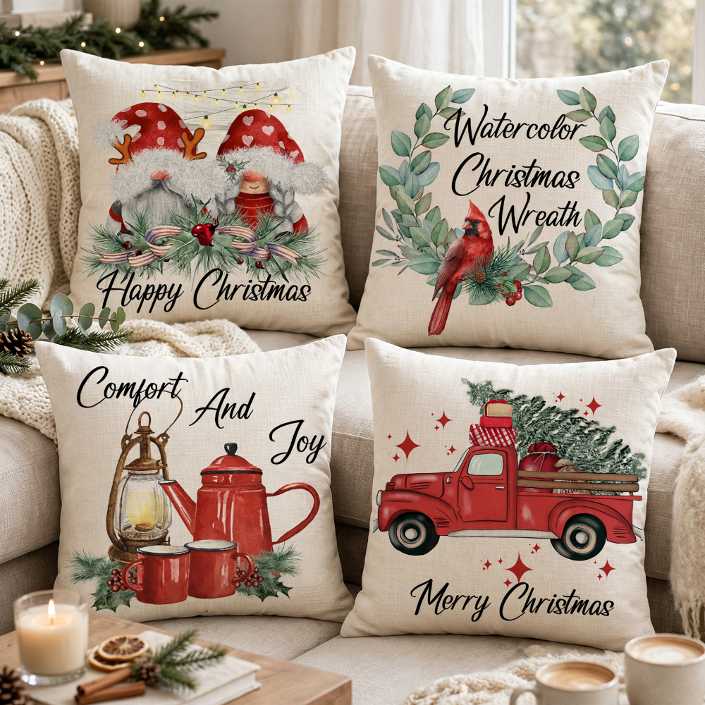 4-Piece Christmas Pillow Cover Set - PC035