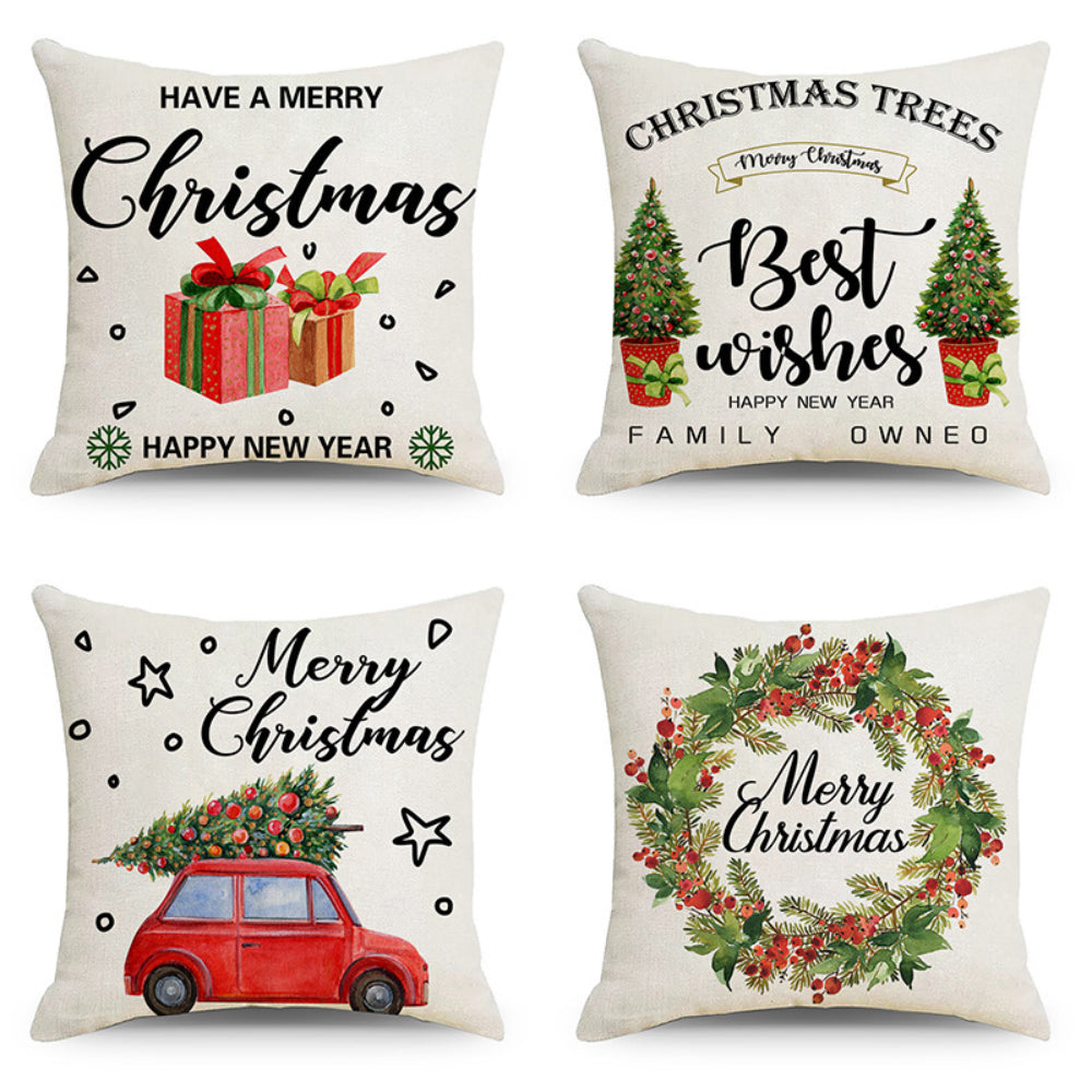 4-Piece Christmas Pillow Cover Set - PC030