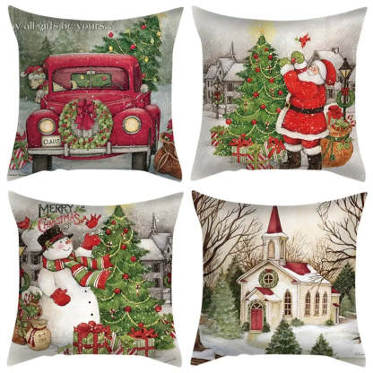 4-Piece Christmas Pillow Cover Set - PC017