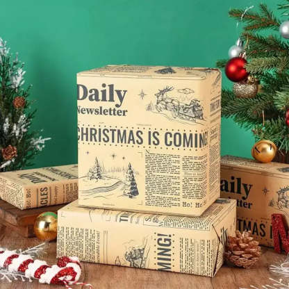 Christmas present wrapped in decorative holiday paper