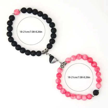 Magnetic Heart Matching Crystal Bead Bracelets