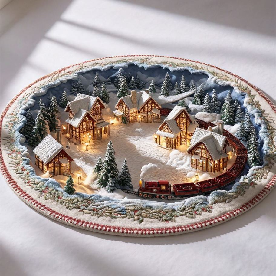 Snowy Express Round Rug - H715