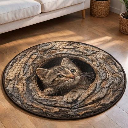 Cat In The Hollow Round Rug - HR008