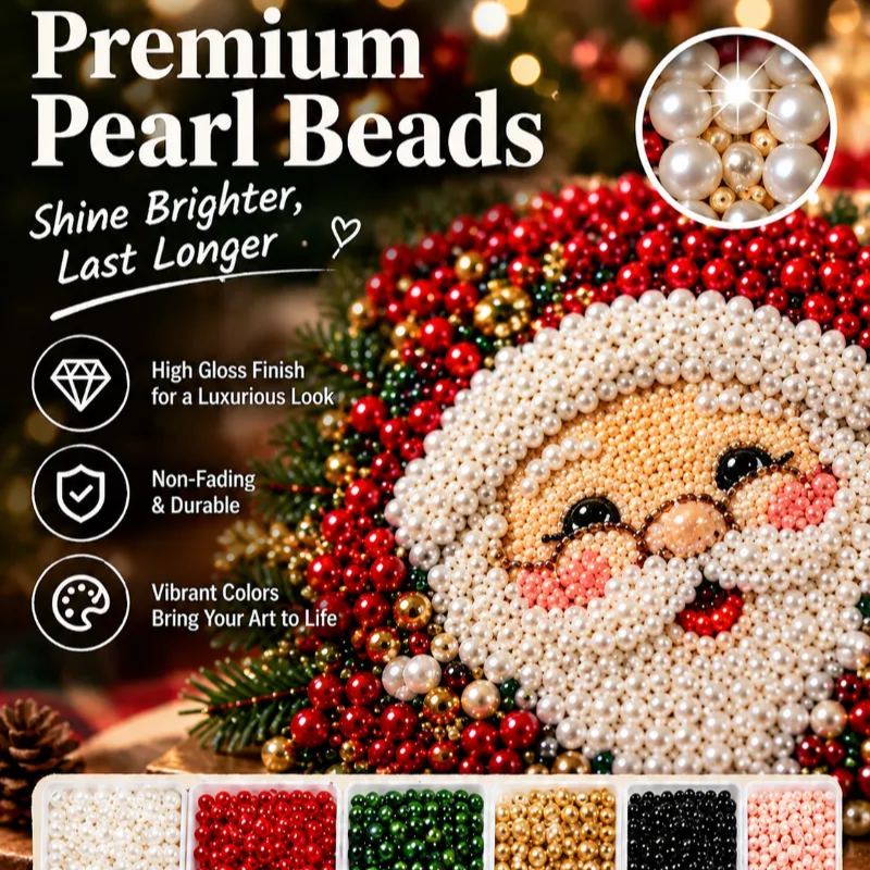 Christmas Pearl Diamond Art Kit – 3D Beaded DIY Holiday Decor