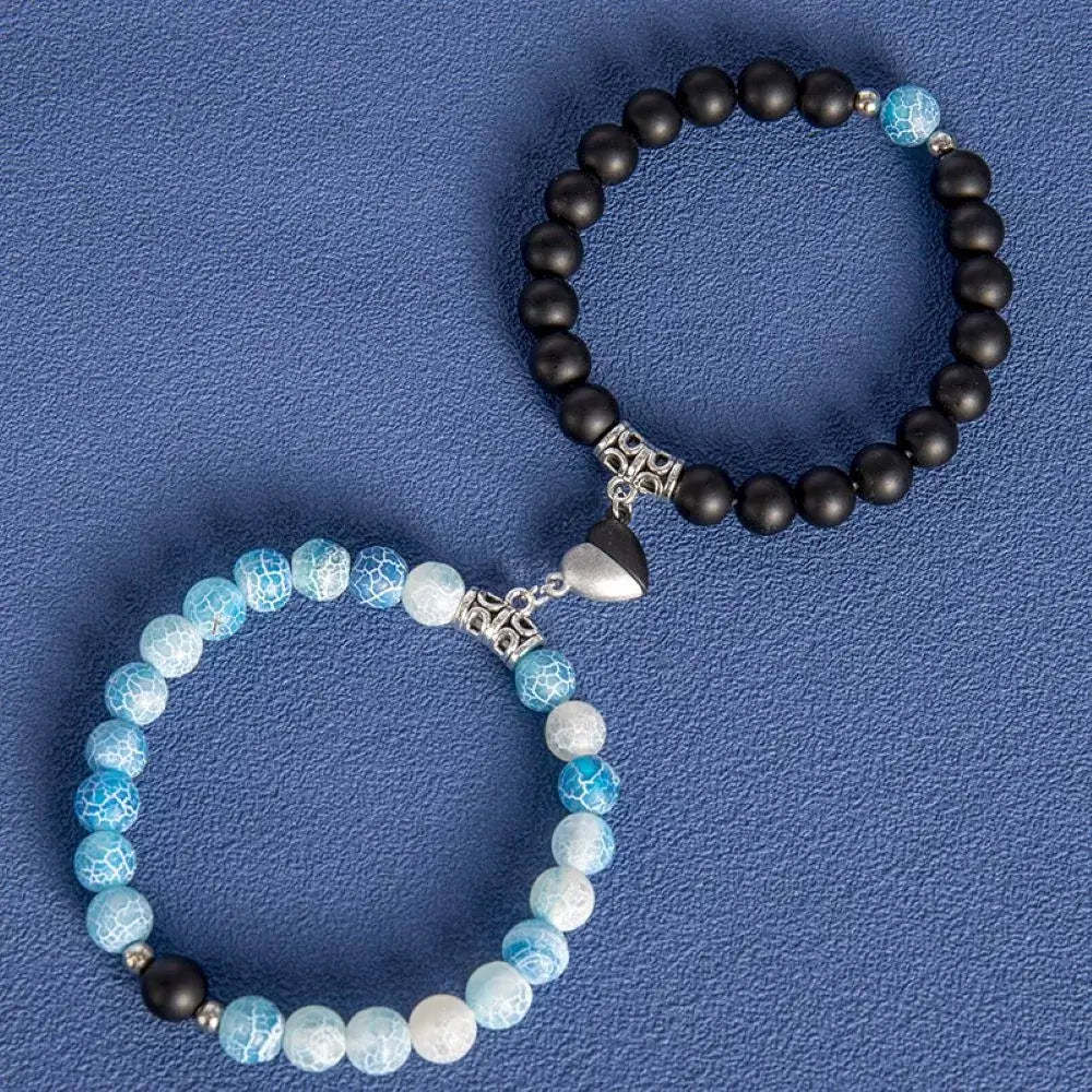 Magnetic Heart Matching Crystal Bead Bracelets