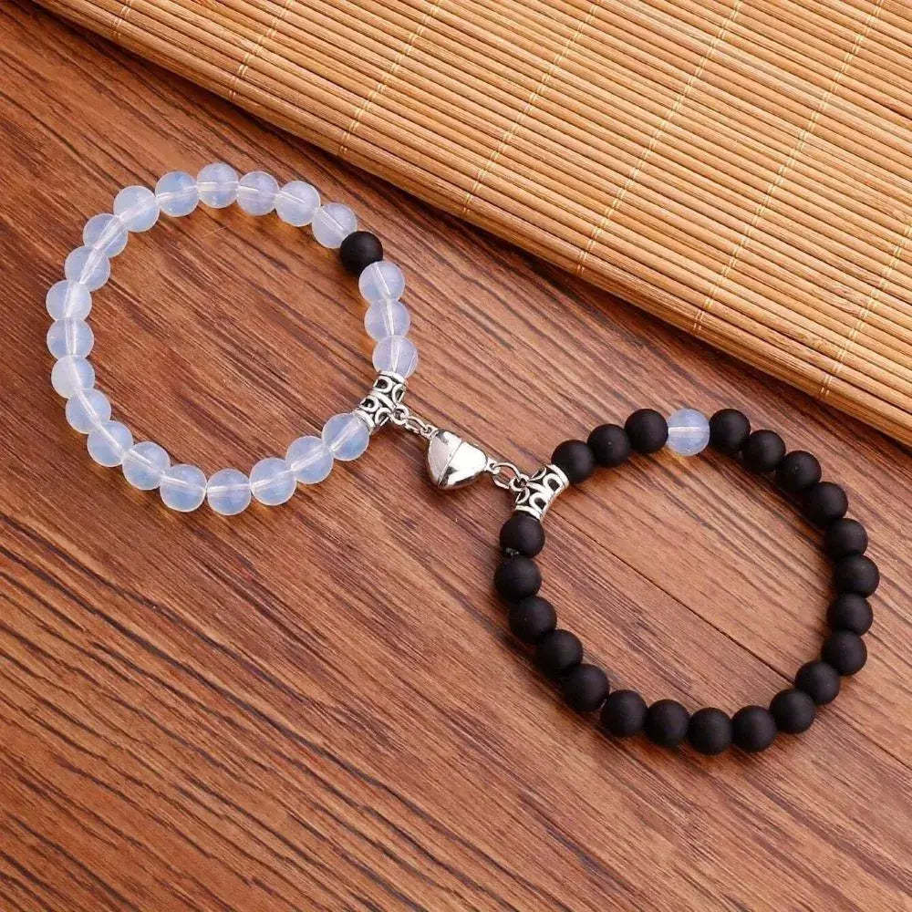 Magnetic Heart Matching Crystal Bead Bracelets
