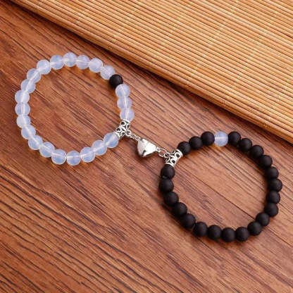 Magnetic Heart Matching Crystal Bead Bracelets