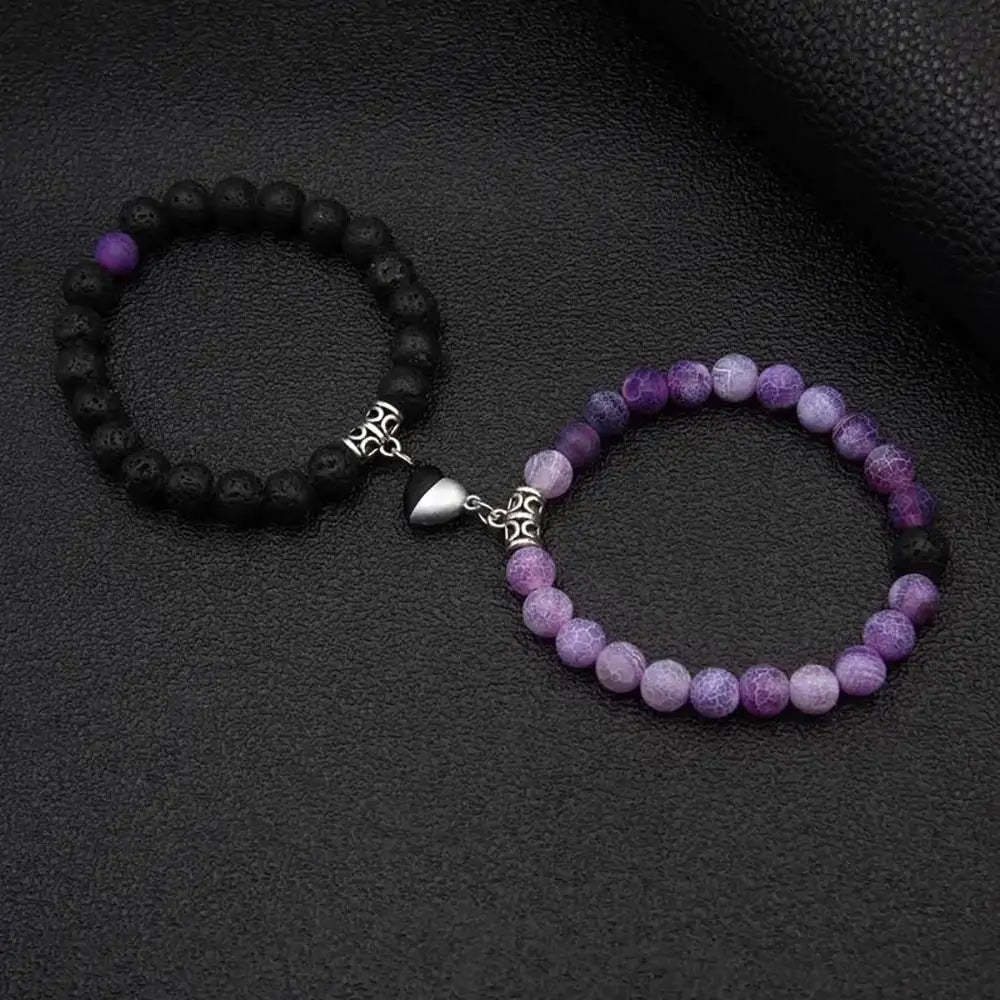 Magnetic Heart Matching Crystal Bead Bracelets