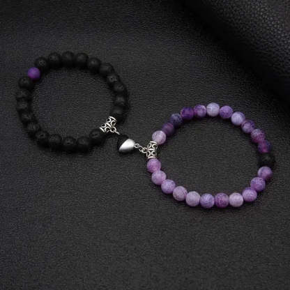 Magnetic Heart Matching Crystal Bead Bracelets