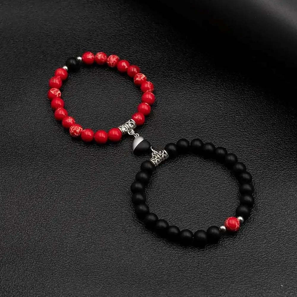 Magnetic Heart Matching Crystal Bead Bracelets