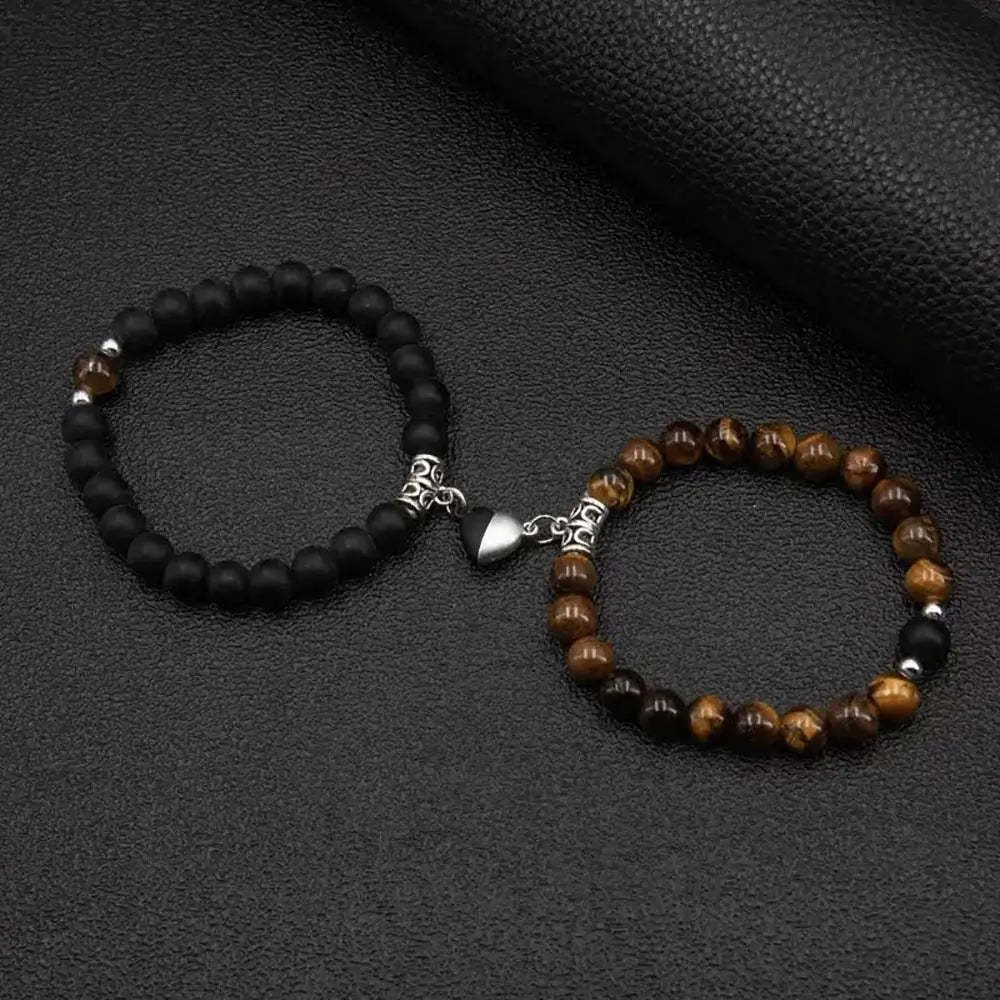 Magnetic Heart Matching Crystal Bead Bracelets
