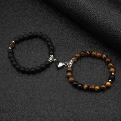 Magnetic Heart Matching Crystal Bead Bracelets